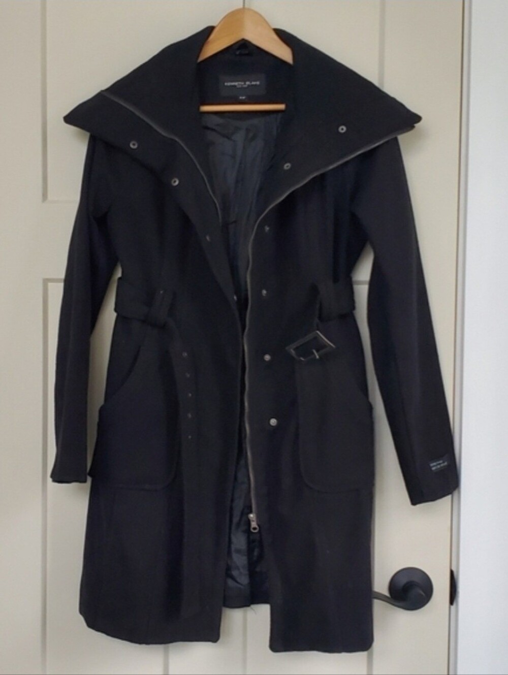 Kenneth Blake New York Belted Coat - Size Small, Black